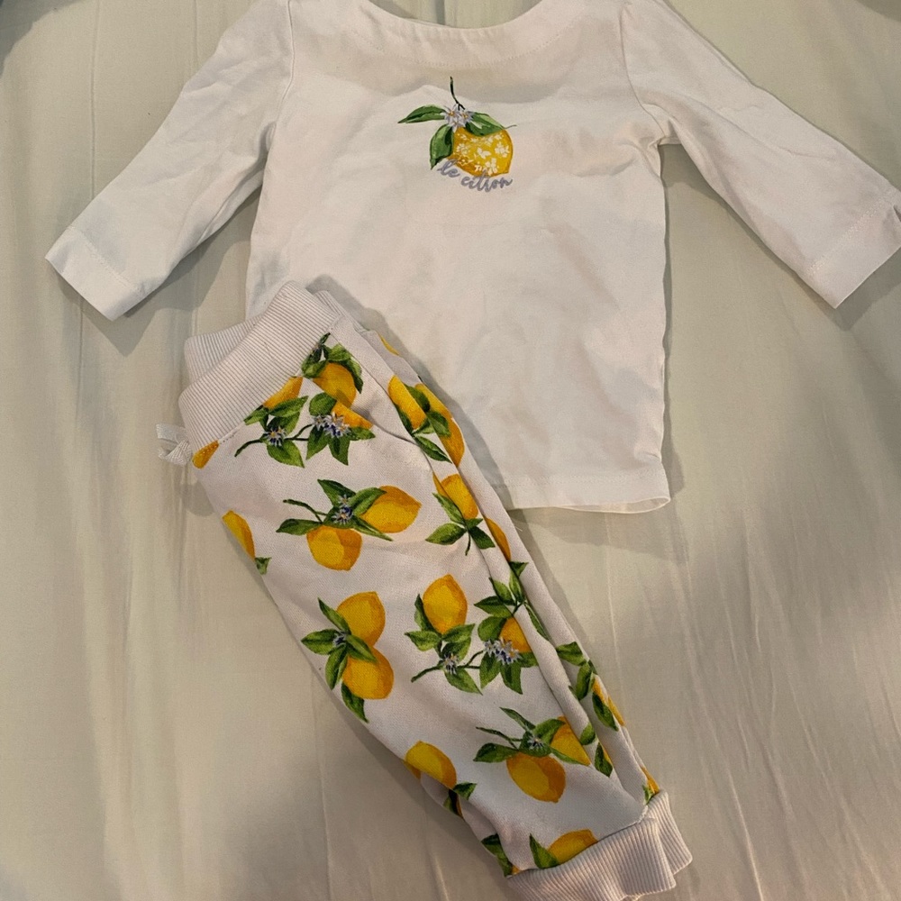 Janie and Jack Lemon jogger set
